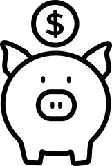 Money savings icon. Piggy bank with coin money vector icon. Vector graphics and not Artificial Intelligence, logo illustration. Replaceable vector design.