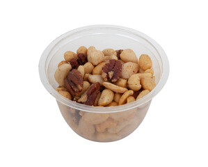 Beans in a clear plastic cup cut out isolated transparent background