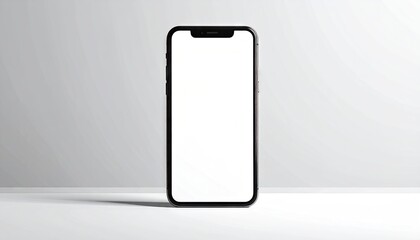 Smartphone Isolated on White Minimalist Studio Shot of Modern Mobile Device with Blank Screen for Mockup and App Showcase Contemporary Technology