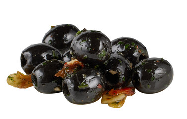 Black olives cut out isolated transparent background