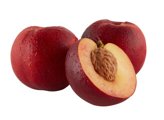 Nectarine Peach cut out isolated transparent background