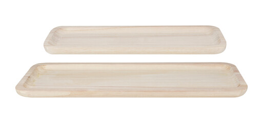 Square wooden tray cut out isolated transparent background