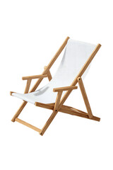 Wooden framed, white canvas beach chair isolated on black