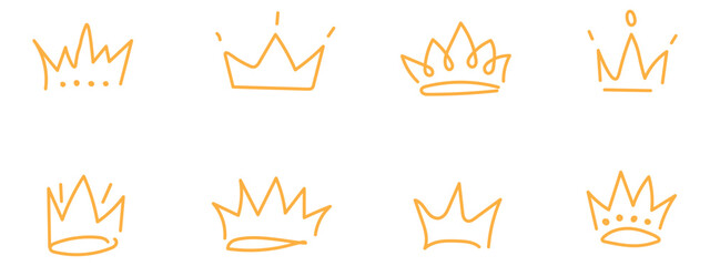 Hand drawn Doodle crown icon vector. Doodle princess crown, queen tiara, royal element symbol. vector illustration.