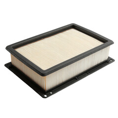 Rectangular air filter with pleated paper and black plastic frame