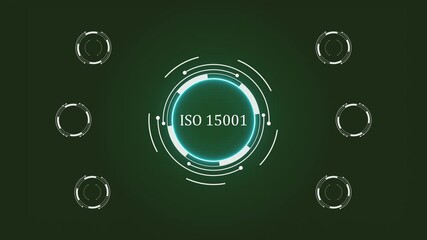 ISO 15001 quality management system concept 4k animation. Technological virtual network connecting service with graphical icons, diverse and industry. - Powered by Adobe