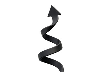 Black spiral arrow representing progress, growth, and upward movement on transparent background