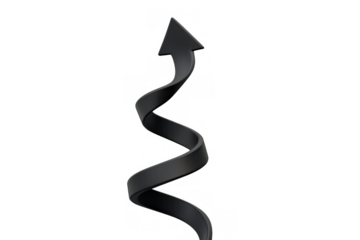 Black spiral arrow representing progress, growth, and upward movement on transparent background
