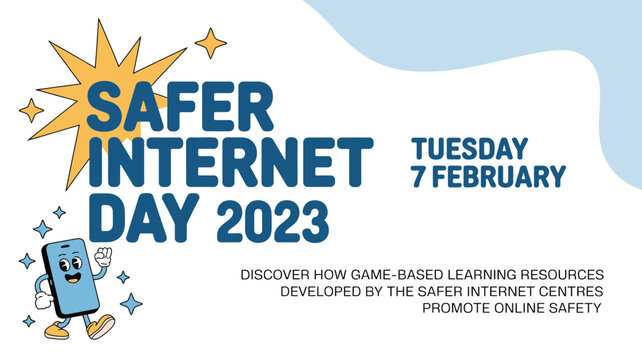 Safer Internet Day 2023 Illustration Tuesday, 7 February, Featuring Cartoon Phone Promoting Online Safety Resources - Powered by Adobe