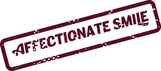 Distressed Red Rubber Stamp with Affectionate Smile Text for Expressing Joy and Warmth