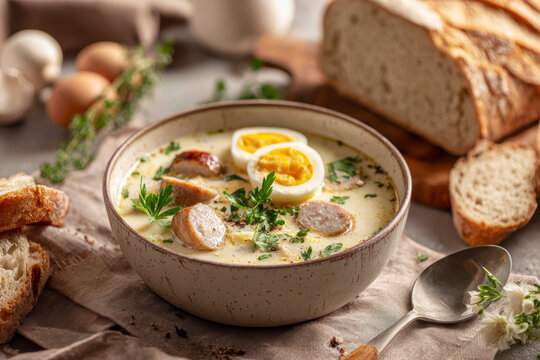Traditional Polish Easter Żurek Soup &ndash; AI Generative
