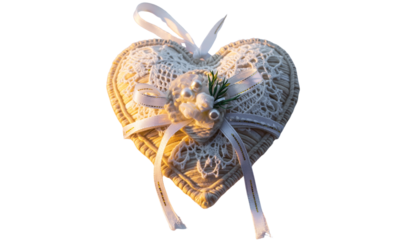 Chinese New Year decoration featuring a heart  , isolated holiday object on a white background.