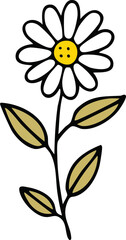 Hand Drawn Daisy Wild Flower Vector Illustration Minimal Botanical Design