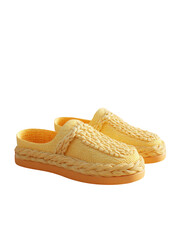 Pair of yellow woven-style slippers