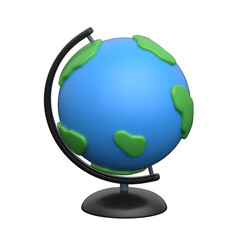 A 3d style icon showing a globe