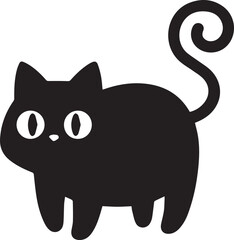 Simple stylized black cat vector icon illustration isolated on white background