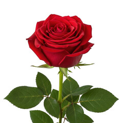Fototapeta premium Single red rose isolated on transparent background