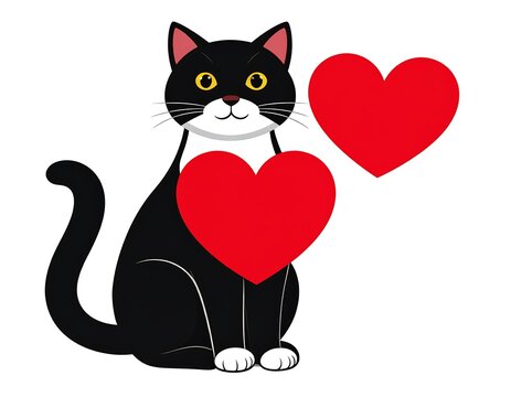 cat with heart - Powered by Adobe