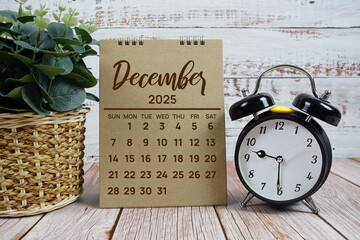 December 2025 annual monthly desk calendar for planning and management