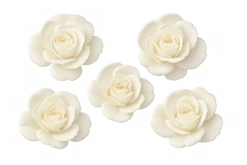 White rose blossoms with soft petals, creating a beautiful and romantic botanical element. Transparent background