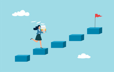 Career improvement and self development in flat design concept. Work progress.