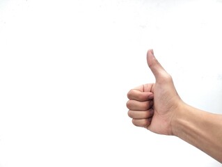 Thumb gesture indicating okay or agree isolated on white background