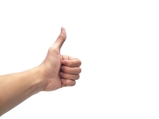 Thumb gesture indicating okay or agree isolated on white background