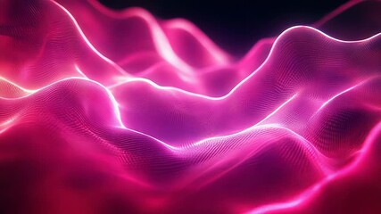 Abstract digital wave forming glowing pink particles - Powered by Adobe