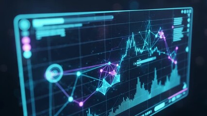Futuristic digital interface displaying stock market data analysis - Powered by Adobe