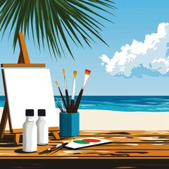 Tropical Beach Painting Setup.