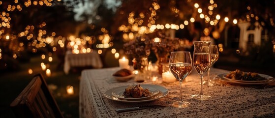 Romantic Outdoor Dinner Party at Night