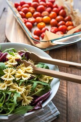 Delicious farfalle pasta salad with roasted cherry tomatoes