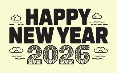 Celebrate a happy new year 2026 with this festive design great for greetings, invitations, and social media wishing everyone well