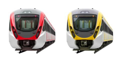 Modern Electric Train isolated on transparent background - High Speed Rail Transportation Concept