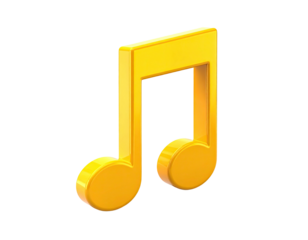 Glossy golden eighth musical note against stark black background