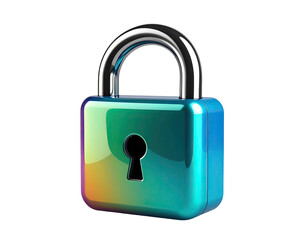 Shiny, rainbow-colored padlock isolated on a black background