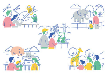 Family Enjoying the Zoo Set_Color