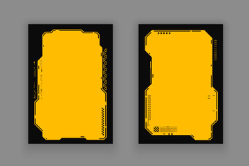 Abstract tech sci fi cover flyer template set design element.