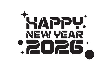Celebrate a happy new year 2026 with this modern, bold graphic for festive invites, promotions, or social media posts, a fresh start to a new year