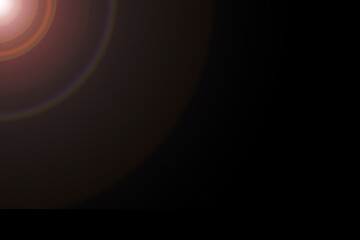 Radiant Pink Lens Flare with Circular Halo in Corner on Black Background, Abstract Artistic Light, Modern Visual Effect, Elegant and Inspiring Backdrop for Creative Design and Presentations

