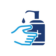 Disinfected hand using disinfectant colored icon vector design good for web or mobile app