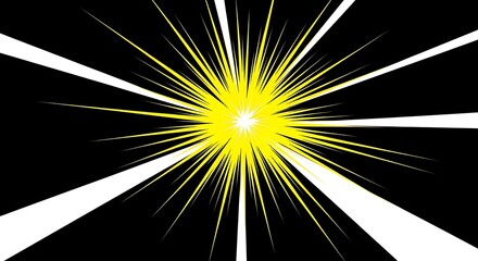 Bright yellow starburst on a black background, a dynamic and energetic design