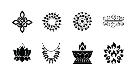 Ornamental elements icons for design projects and cultural applications