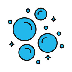 Bubble icon vector blue illustration. Soap foam, oxygen bubble.