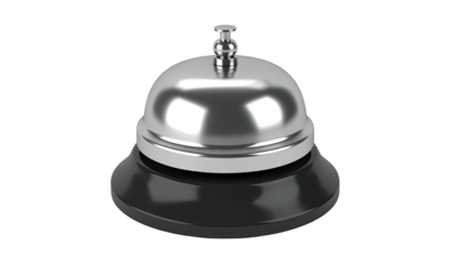 Chrome bell with black base against a dark background