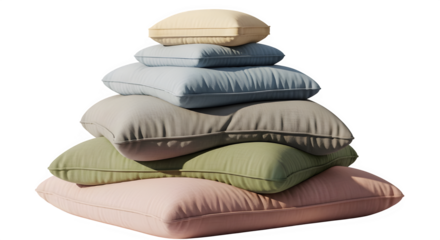 Stack of colorful pillows a cozy arrangement of soft cushions in pastel shades, creating a comfortable and inviting atmosphere perfect for home decor, relaxation, and adding a touch of whimsy to any s