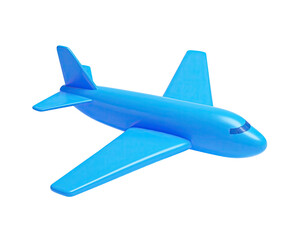 Blue airplane model on black. Simple, stylized design