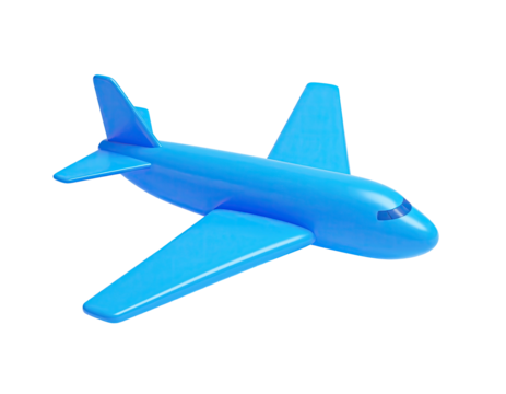 Blue airplane model on black. Simple, stylized design