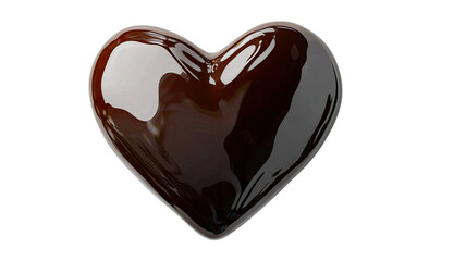 Obraz premium Heart shape chocolate with smooth surface and rich brown texture showing romantic sweet dessert candy, isolated on white background