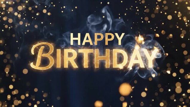 Sparkler Forming the Word &lsquo;Birth&rsquo; with Golden Bokeh, Birthday Celebration Concept on Dark Background